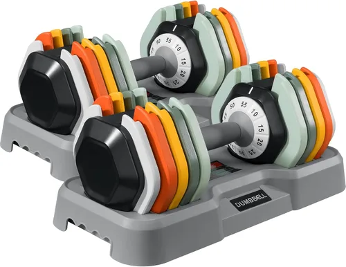 Miniatura 12 de AOTOB Adjustable Dumbbell Set 25/55 Lbs (Pair), Fast Weight Adjustment with Anti-Slip Turning Handle, Space-Saving for Home Gym, Strength Training