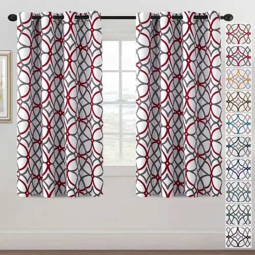 Miniatura 17 de H.VERSAILTEX Cortinas opacas con diseño impreso de 54 pulgadas de largo, juego de 2 paneles de cortinas con aislamiento térmico para dormitorio