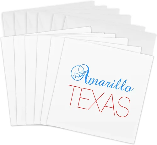 Miniatura 8 de 3dRose Amarillo, Texas, red, blue text. Patriotic home town design 1 Greeting Card with envelope