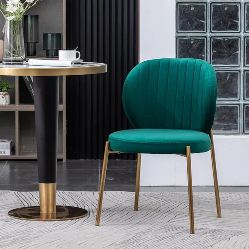 Miniatura 16 de Amoa - Juego de 2 patas de metal dorado contemporáneas con sillas de comedor tapizadas de terciopelo, color azul