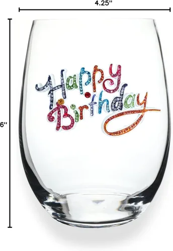 Miniatura 3 de THE QUEENS' JEWELS Happy Birthday - Copa de vino sin tallo, 21 onzas, regalo único para mujeres, cumpleaños, lindo, divertido, sin pintar, decorado