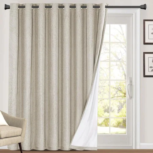 Miniatura 78 de Primitive - Cortinas opacas 100 % de lino texturizado natural para dormitorio, sala de estar, cortinas para ahorra energía, tela de arpillera