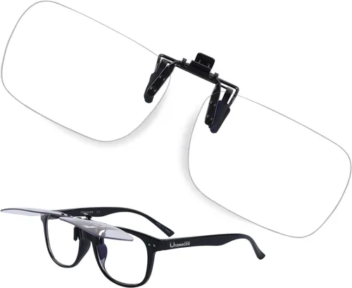 FONHCOO - Lentes con bloqueo de luz azul Clip on para mujeres y hombres sobre lentes de prescripción sin montura, antifatiga ocular, anti dolores de