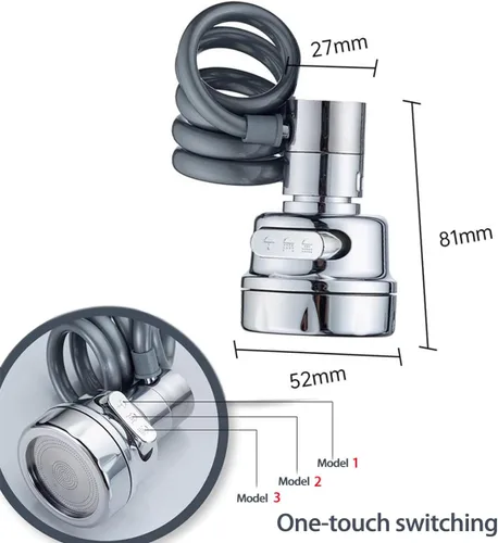 Miniatura 4 de Accesorio de rociador de fregadero para llave, extensor de llave con manguera estirable - Rociador de fregadero de cocina, 3 modos de salida