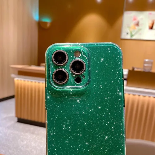 Miniatura 4 de OWLSTAR Bonita funda con purpurina para iPhone 15 Pro Max de 6.7 pulgadas, funda protectora suave y delgada para mujeres y niñas (verde alpino)