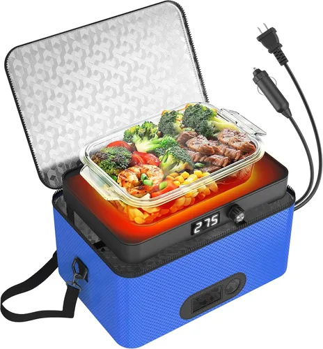 Miniatura 11 de Horno portátil, calentador de alimentos portátil de 110V, horno portátil personal, mini lonchera eléctrica calentada para recalentar y cocinar Negro