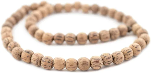 Miniatura 3 de The Bead Chest Perlas de madera de palma natural redonda sin encerar 0.315 in agujero grande marrón 15