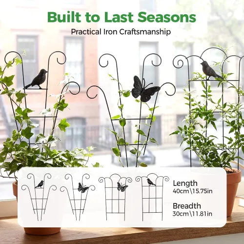 Miniatura 2 de Paquete de 4 estacas de soporte para plantas, 2026 nuevo enrejado de plantas de interior para plantas en maceta, enrejado de metal de jardín