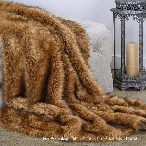 Miniatura 13 de Fur Accents Manta suntuosa de piel sintética de lujo, calidad de diseñador fabricada en Estados Unidos, Winter Fox