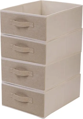 Cajas de almacenamiento decorativas para organizar la ropa en un aparador, juego organizador de tela plegable con asas para ropa de cama, ropa,