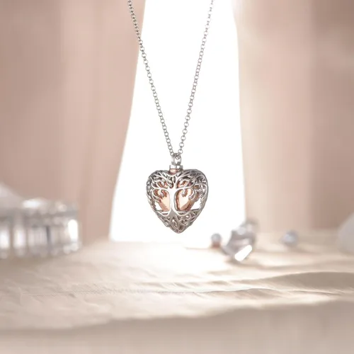 Miniatura 4 de PELOVNY Collar de urna de cremación de rosa, loto, girasol, flor de lirio, cenizas, plata de ley, corazón, lágrima, cristal conmemorativo, joyería