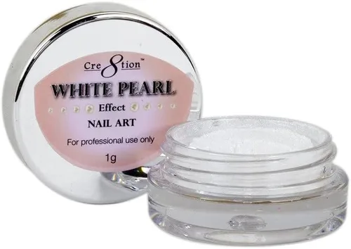 Cre8tion - Polvo mágico de uñas cromado y perla blanca para arte de uñas, purpurina cromada en polvo brillante, uso profesional en salones, color