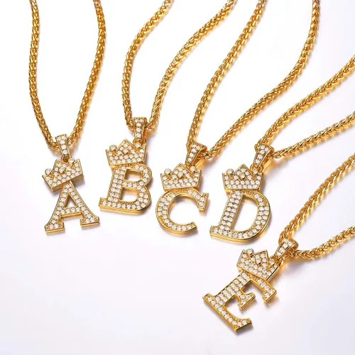 Miniatura 5 de U7 Collar con inicial de la A a la Z, dije de letra helada con cadena de 22 a 24 pulgadas, para hombres y mujeres, con nombre del alfabeto de hip