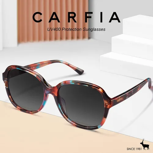 Miniatura 3 de Carfia Gafas de sol polarizadas de acetato para mujer, cubierta grande, marco de flores de moda, lentes de protección UV400 2024