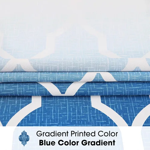 Miniatura 4 de Cortinas Metro Parlor Ombre 100% opacas de 72 pulgadas de largo, 2 paneles para sala de estar, dormitorio con patrón geométrico marroquí azul