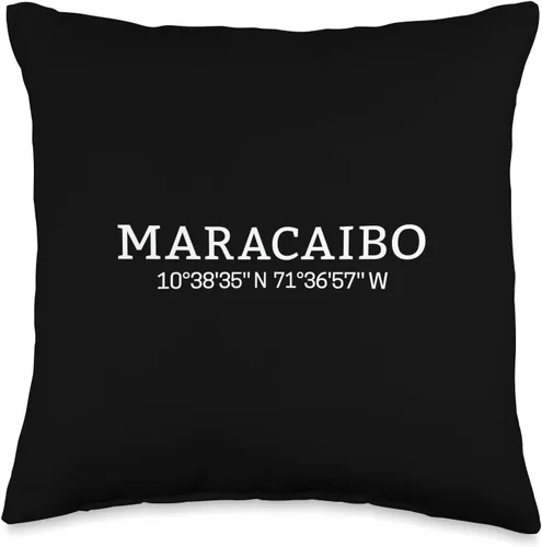 Venezuela Boutique T-Shirts Maracaibo Venezuela Coordinates - Almohada de 16 x 16 pulgadas, multicolor