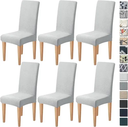 Miniatura 19 de Dioxide Fundas de Silla de Alto Estirar para Sillas de Comedor, Juego de Fundas de Silla de Comedor Lavables de 4, Fundas de Asiento de Silla