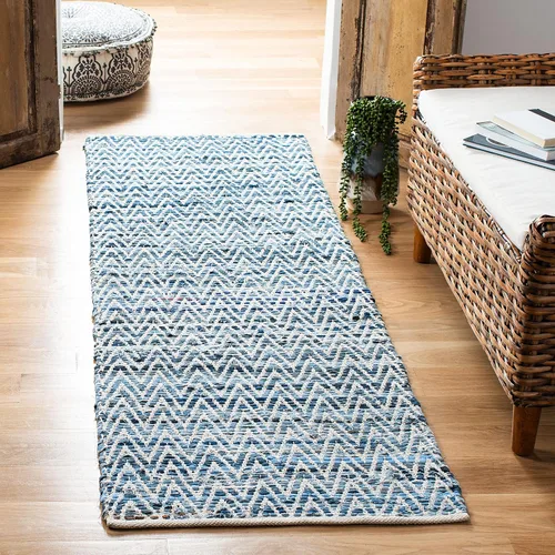 Miniatura 7 de Safavieh Colección Montauk - Alfombra de área de 5 x 8 pies, azul, hecha a mano, ideal para zonas de alto tráfico en sala de estar, dormitorio