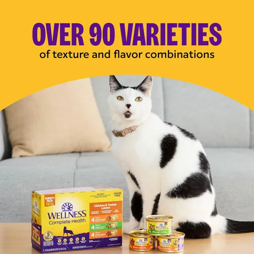 Miniatura 7 de Wellness Complete Health - Alimento húmedo en paté para gatos adultos, natural, rico en proteínas, sin granos, 12.5 onzas, paquete de 12 (pollo)