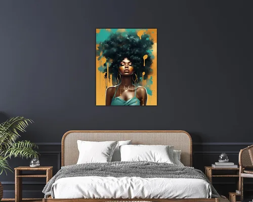 Miniatura 183 de Arte de pared afroamericano, decoración de rey y reina bailarín negro para sala de estar, arte de pareja de amor negro para dormitorio, lienzo