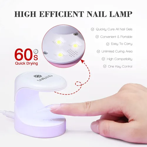 Miniatura 6 de SAVILAND Juego de iniciación de kit de uñas de gel: gel de pegamento de uñas de 14 días y 500 puntas de uñas de alta transparencia para presionar