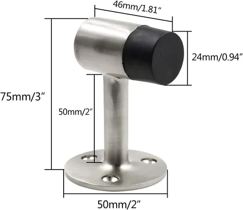 Miniatura 2 de Tope de Piso Resistente de 3 Pulgadas / 75mm, Tope de Puerta de Acero Inoxidable Níquel Cepillado - Paquete de 1 3 Inch