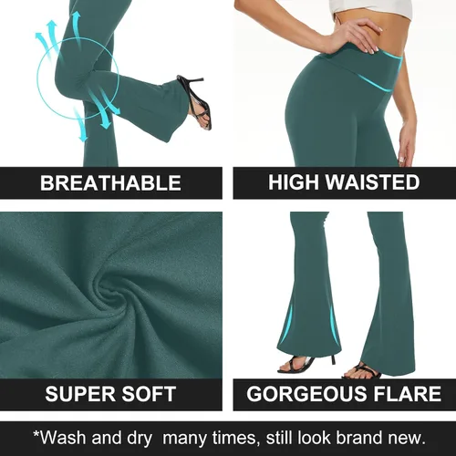Miniatura 151 de TNNZEET Leggings acampanados negros para mujer, pantalones de yoga cruzados con bolsillos, corte de bota, leggings acampanados