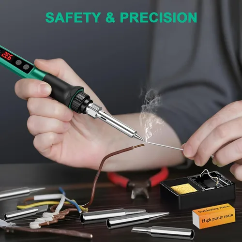 Miniatura 2 de Kit de soldador, pistola de soldadura de 70 W con pantalla digital LED, temperatura ajustable 356-932℉ Kit de soldadura para electrónica, incluye 5