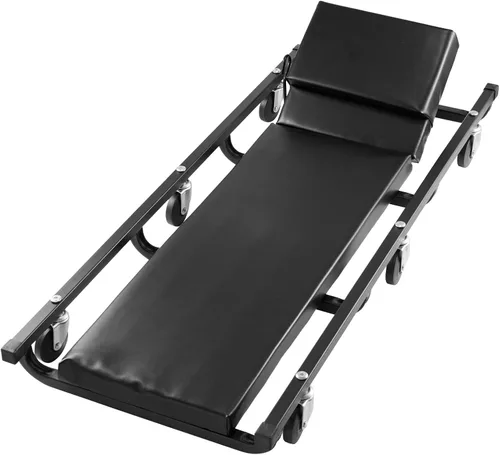 Miniatura 8 de Happybuy Enredadera mecánica de garaje de 40 pulgadas, capacidad de 300 libras, enredadera rodante automotriz con 6 ruedas y reposacabezas acolchado