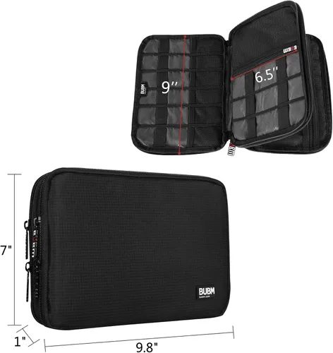 Miniatura 5 de Organizador de equipaje con doble capa para viajes BUBM, para llevar dispositivos y accesorios electrónicos., Negro, 2 capas M