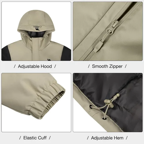 Miniatura 6 de CAMEL Chaqueta de esquí para hombre, abrigo de invierno, impermeable, chaqueta de snowboard cálida con capucha, parka resistente al viento, ropa