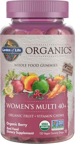 Garden of Life Organics Mujeres 40+ Gomitas de Vitaminas - Baya - Certificadas Orgánicas, sin OGM, Veganas, Kosher Multi Completas - Metil B12, C y