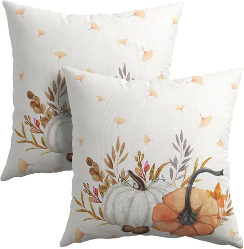 Miniatura 17 de Happy Halloween - Juego de 2 fundas de almohada decorativas de lino y algodón negro con diseño de murciélago blanco de 16 x 16 pulgadas, fundas