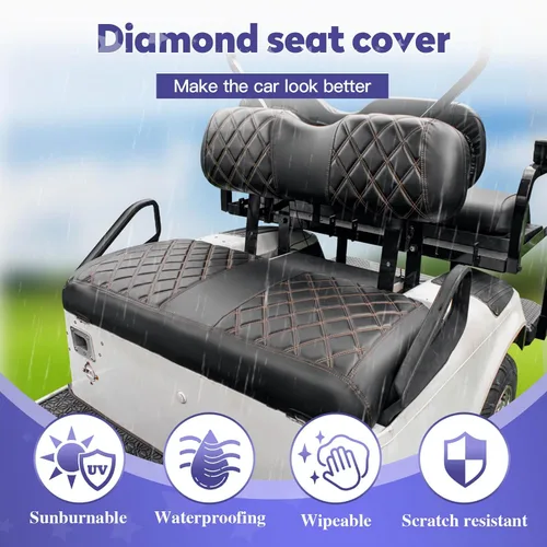 Miniatura 4 de NOKINS Juego de Fundas de Asiento de Diamante para Carrito de Golf, Compatible con EZGO TXT 1994-2013/EZGO RXV Almohada de Asiento Delantero