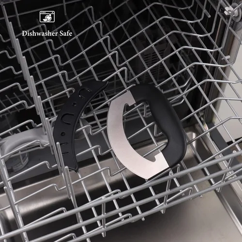 Miniatura 4 de KITCHENDAO Cortador de pizza súper afilado Mezzaluna Picador de ensalada, tecnología avanzada de afilado CNC para cortar rápidamente, cuchillo