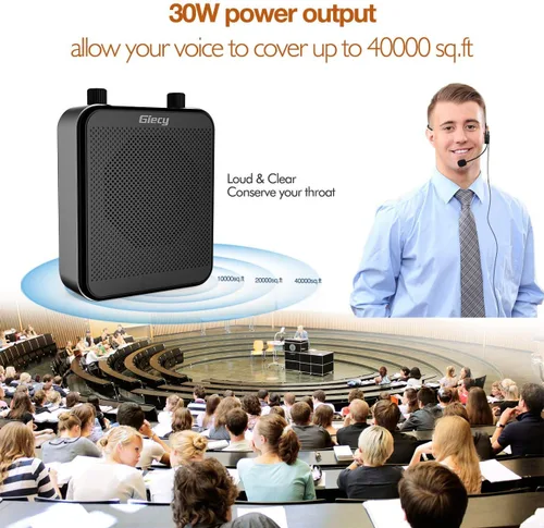 Miniatura 2 de Amplificador de voz portátil, Giecy 30W 2800mAh Bluetooth recargable amplificador de voz personal con auriculares con micrófono, altavoz de sistema