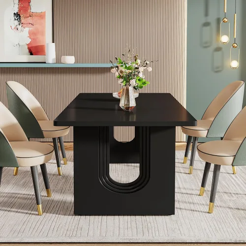 Miniatura 5 de Tribesigns Mesa de Comedor Moderna para 6 Personas, Mesa Grande de Comedor de Cocina de 71 pulgadas con Base de Pedestal de Madera, Mesa de Cena