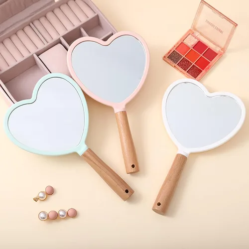 Miniatura 3 de Eaoundm Espejo de mano para maquillaje, pequeño espejo de mano de madera portátil, espejo de tocador de viaje para hombres y mujeres, 5.5 pulgadas