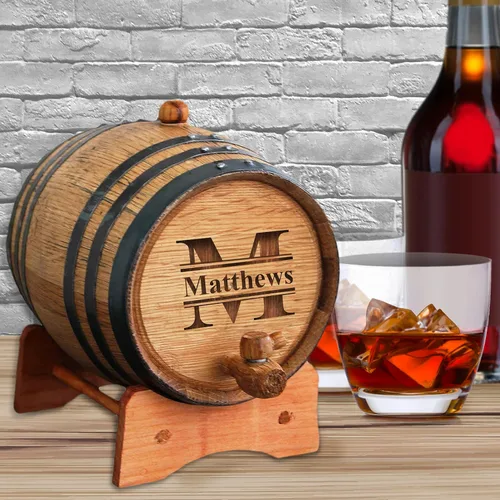 Miniatura 2 de My Personal Memories Barril de whisky personalizado, barril de vino personalizado, mini barril de envejecimiento de roble grabado, diseño clásico