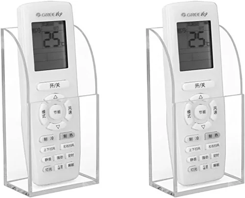 Miniatura 9 de HBlife Organizador de soporte de control remoto acrílico, organizador de montaje en pared transparente para TV, mesita de noche, 2 compartimentos