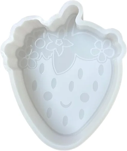 Molde de silicona Freshie de fresa para automóvil, 4 x 3.25 x 1.2 pulgadas, paquete tropical de frutas y verano para playa, para perlas aromáticas