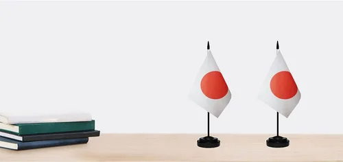 Miniatura 6 de Juego de banderas de escritorio japonesas de lujo, pequeñas banderas de escritorio japonesas en miniatura con poste sólido, base negra y tapa