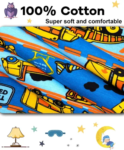 Miniatura 5 de KOBERO Boys Pajamas 4 Pieces Long Set 100% Cotton Sleepwear Size 18 Months-12 Years
