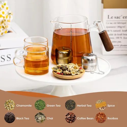 Miniatura 5 de Leden Infusor de bola de té para té suelto, colador de acero inoxidable con gancho de cadena, más pronunciado para taza, taza