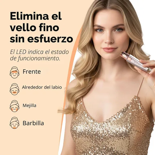 Miniatura 3 de VG VOGCREST Recortador de Cejas y Facial: 2 en 1 Recargable para Depilación Facial y Cejas - Afeitadora Corporal con Luz LED Integrada (Oro Rosa)