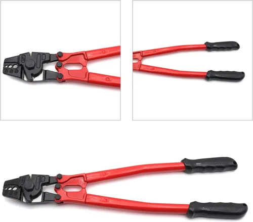Miniatura 7 de Herramienta de prensado de estampación de swager de mano de 14" para cable de cuerda de alambre 1/16" 3/32" 1/8" [P/N: ET-TOOL030-14-RED]