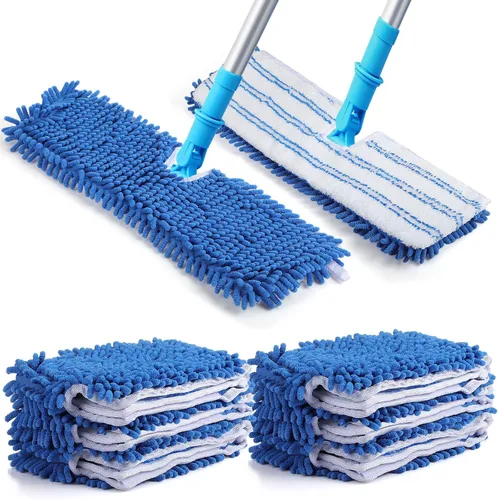 Chengu 6 piezas de repuestos de microfibra para mopa abatible, cabezales de repuesto de doble cara, almohadillas de limpieza lavables a máquina,
