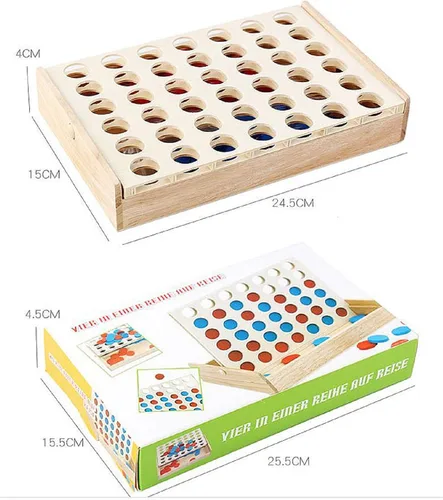 Miniatura 2 de Juego de mesa de madera 4 en una fila Línea plegable 4 juguetes clásicos de la familia juguete educativo para niños y familia
