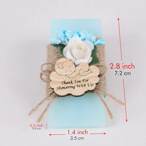 Miniatura 5 de HTF Paquete de 5 Mini Jabones Personalizados con Aroma a Océano, Recuerdos de Baby Shower, Regalos de Baby Shower, Recuerdos de Jabón Perfumado