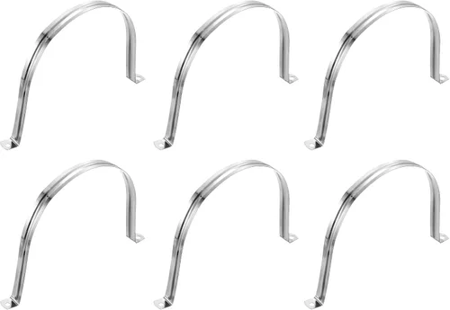 Miniatura 35 de uxcell 6 correas rígidas de tubo, 4.331 in (4.33 pulgadas) 201 de acero inoxidable 201 con 2 agujeros en forma de U, abrazaderas de tubo para fijar
